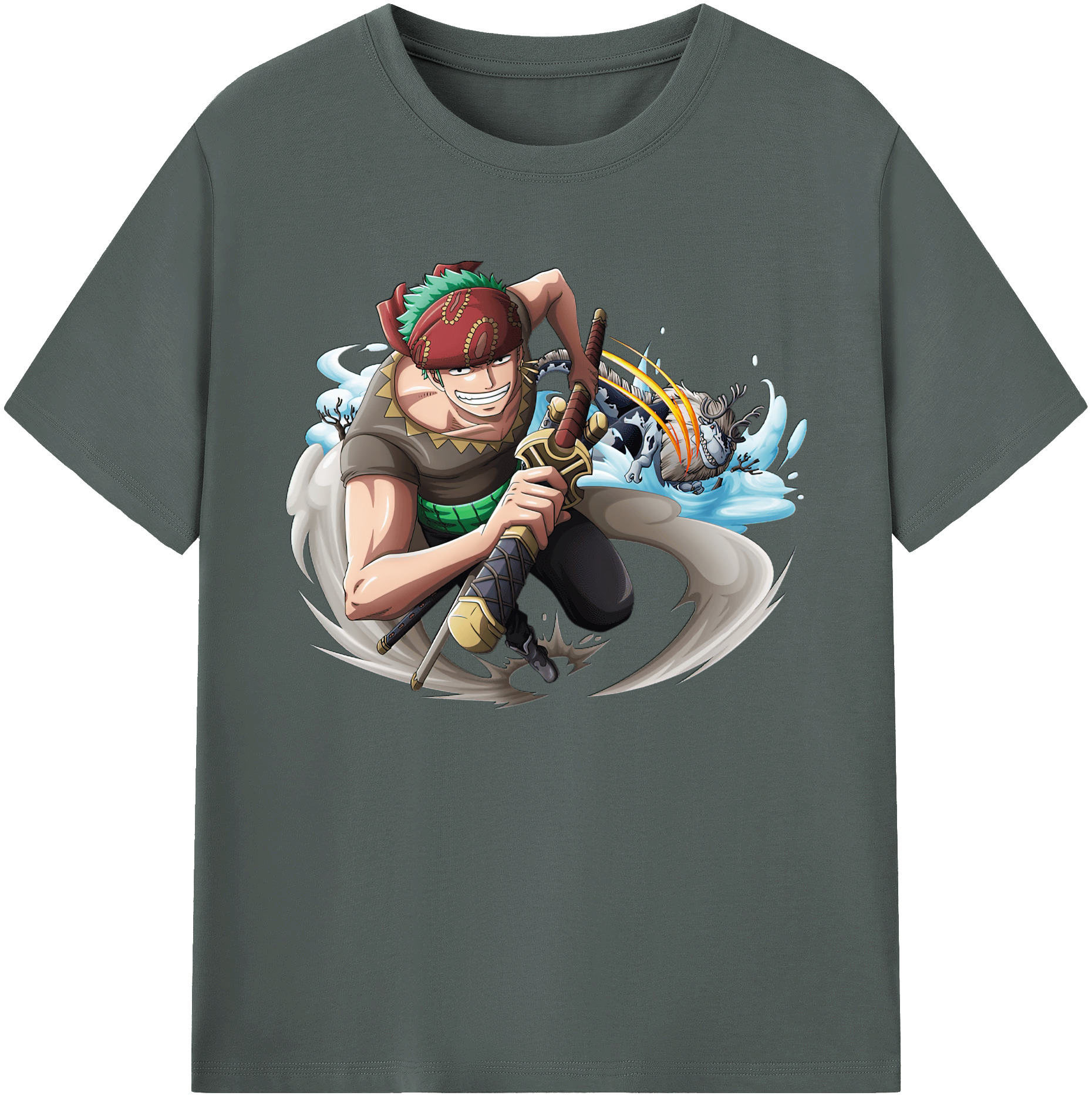 ワンピース ロロノア・ゾロ ONE PIECE Roronoa Zoro 綿100％ メンズ半袖Tシャツ｜肌触りやわらか＆通気性